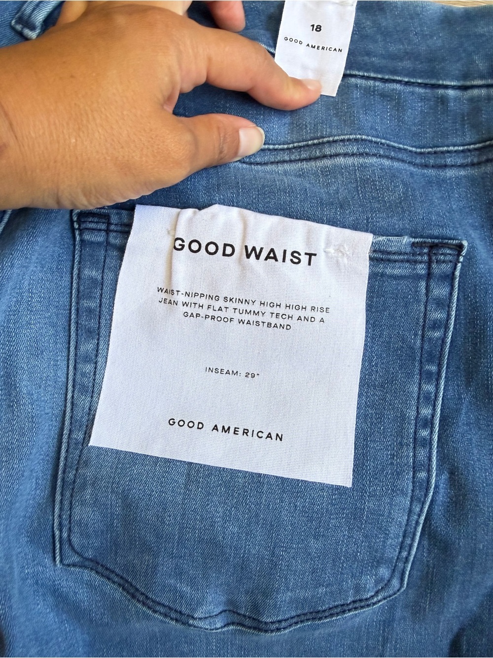 Good American NWT Good Waist Skinny High Rise Flat Tummy Tech SZ 18 - Picture 7 of 8